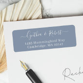 Dusty Blue Classy Script Wedding Rücksendeadresse