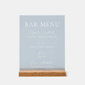 Dusty Blue Clear Acrylic Bar Menu Sign Acrylschild (Vorderseite)