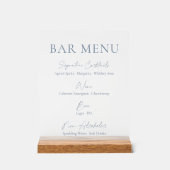 Dusty Blue Clear Acrylic Bar Menu Sign  Acrylschild (Vorderseite)