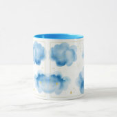 Dusty Blue Clouds Sprinkled Gold Frame Mug Tasse (Zentrum)