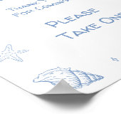 Dusty Blue Coastal Beach Baby Dusche Gefallen Poster (Ecke)