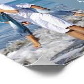 Dusty Blue Coastal Couple Foto Hochzeit Begrüßung Poster (Ecke)