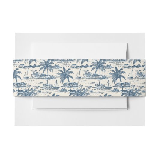 Dusty Blue Coastal handbemalt Hochzeitsdesign Einladungsbanderole (Vorderseite Beispiel)