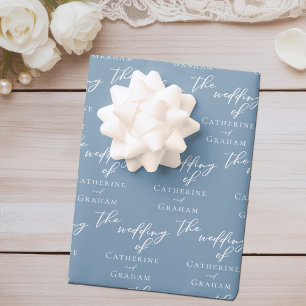Dusty Blue Coastal Hochzeit Personalisiert Geschenkpapier Set