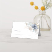 Dusty Blue Coastal Shell Wedding Place Card Platzkarte (Vorderseite)