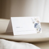 Dusty Blue Coastal Shell Wedding Place Card Side Platzkarte