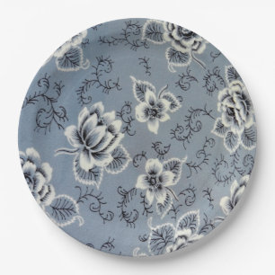Dusty Blue Colonial Floral Pattern   Tafel Pappteller