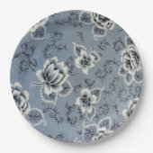 Dusty Blue Colonial Floral Pattern | Teller (Vorderseite)