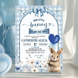 Dusty Blue Coquette Little Bunny Baby Shower Einladung