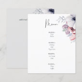 Dusty Blue Coral Floral Script Hochzeitsmenü Budge (Vorne/Hinten)
