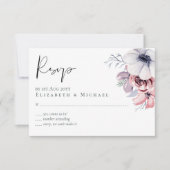 Dusty Blue Coral Floral Script Wedding RSVP Budget (Vorderseite)