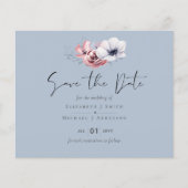 Dusty Blue Coral Floral Wedding Rett Date Budget (Vorderseite)