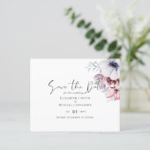 Dusty Blue Coral Floral Wedding Rett Date Budget (Stehend Vorderseite)