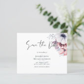 Dusty Blue Coral Floral Wedding Rett Date Budget (Stehend Vorderseite)