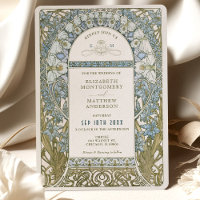 Dusty Blue Cornflower Wedding Art Nouveau Mucha