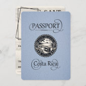 Dusty Blue Costa Rica Passport Save The Date (Vorne/Hinten)