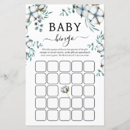 Dusty Blue Cotton Blume Baby Shower Bingo Game