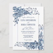 Dusty Blue Country Blume Wasserfarben Hochzeit Einladung (Vorderseite)