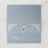 Dusty Blue Country kombinierte White Lace Wedding Platzkarte (Außenseite Aufgefaltet)