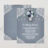 Dusty Blue Country White Lace Mason Jar Wedding Begleitkarte (Vorne/Hinten)