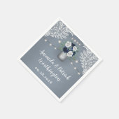 Dusty Blue Country White Lace Mason Jar Wedding Serviette (Ecke)