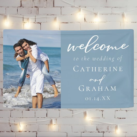 Dusty Blue Couple Foto Coastal Wedding Banner