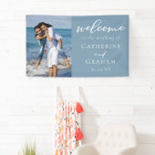 Dusty Blue Couple Foto Coastal Wedding Banner (Insitu)