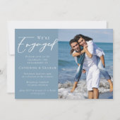 Dusty Blue Couple Foto Coasty Party Ankündigung (Vorderseite)