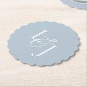 Dusty Blue Couple Initials Monogram Wedding Untersetzer (angewinkelt)