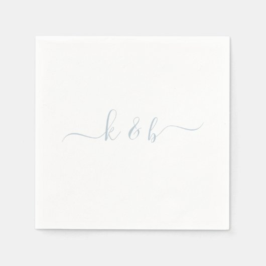 Dusty Blue Couple Initials Skript aufzwingen Serviette (Vorderseite)