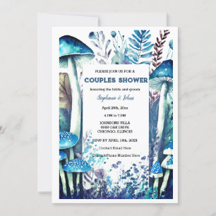 Dusty Blue Couple Shower Mushroom Woodland Wedding Einladung