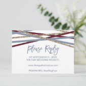 Dusty Blue & Cranberry Streamers Online RSVP Card (Stehend Vorderseite)