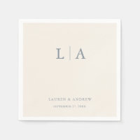Dusty Blue & Cream Beige Monogram Elegant Wedding