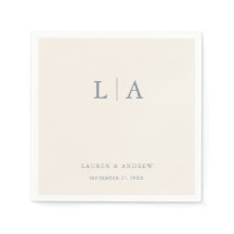 Dusty Blue & Cream Beige Monogram Elegant Wedding