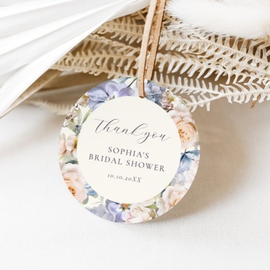 Dusty Blue Cream Floral Brautparty Geschenkanhänger