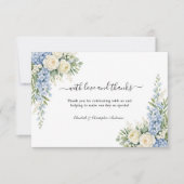Dusty Blue Cream Floral Greenery Wedding Dankeskarte (Vorderseite)