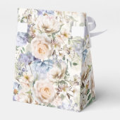 Dusty Blue Cream Floral Nahtloses Muster Geschenkschachtel (Rückseite)
