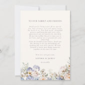 Dusty Blue Cream Floral Wedding Foto Dankeskarte (Rückseite)