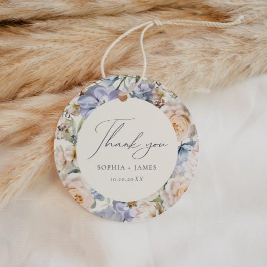 Dusty Blue Cream Floral Wedding Geschenkanhänger