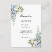 Dusty Blue Cream Floral Wedding Reception  Begleitkarte (Vorderseite)