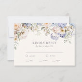 Dusty Blue Cream Floral Wedding RSVP Karte (Vorderseite)