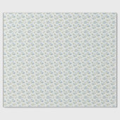 Dusty Blue Cream Florals Wedding Bridal Shower Geschenkpapier (Flach)