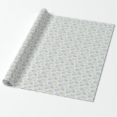 Dusty Blue Cream Florals Wedding Bridal Shower Geschenkpapier (Ungerollt)