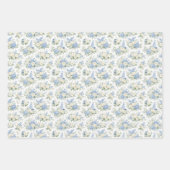 Dusty Blue Cream Florals Wedding Bridal Shower Geschenkpapier Set (Vorderseite 2)