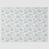 Dusty Blue Cream Florals Wedding Bridal Shower Seidenpapier (Vorderseite)