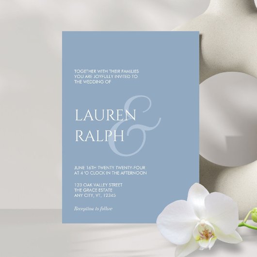 Dusty Blue & Cream Script Einladung