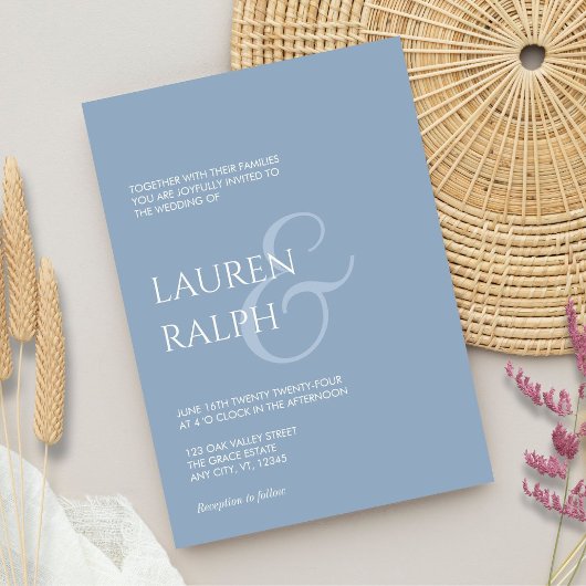 Dusty Blue & Cream Script Einladung