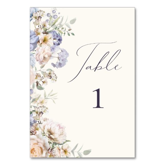 Dusty Blue Cream Tischnummer (Vorderseite)