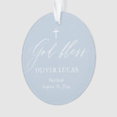 Dusty Blue Cross Boy Taufe Akrylus Ornament (Vorderseite)