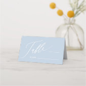 Dusty Blue Cross Boy Taufe Falte Platzkarte (Vorderseite)